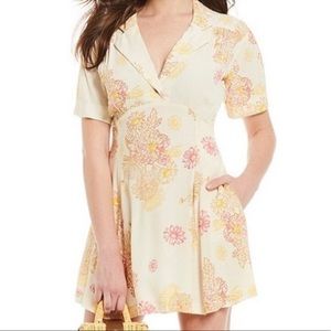 Free People Yellow Floral Collared Dress - Size Medium